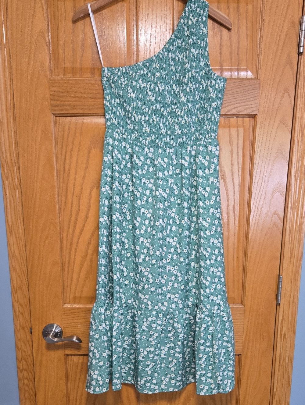 Anna-Kaci Green One-Shoulder Floral Summer Dress